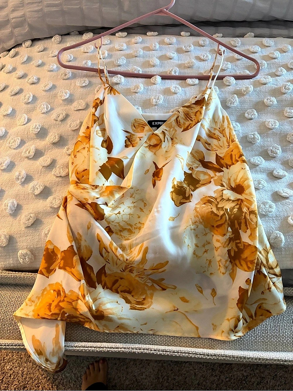 Express Floral Camisole in White & Brown Size XS Like New